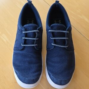 Under Armour Navy Canvas Lace-Up Sneakers with White Soles